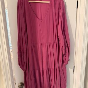 Casual Pink V-Neck Dress